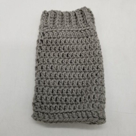 2 Pairs of Handmade Crochet Wrist Warmers, Grey and Ivory Winter Accessory - Picture 5 of 16